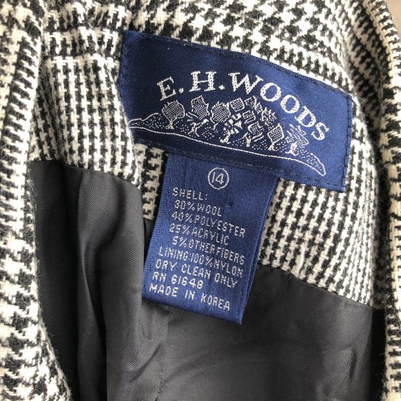 Parisian Vintage Oversized Houndstooth Plaid Knit Wool Blend Blazer Jacket Coat - Picture 4 of 8